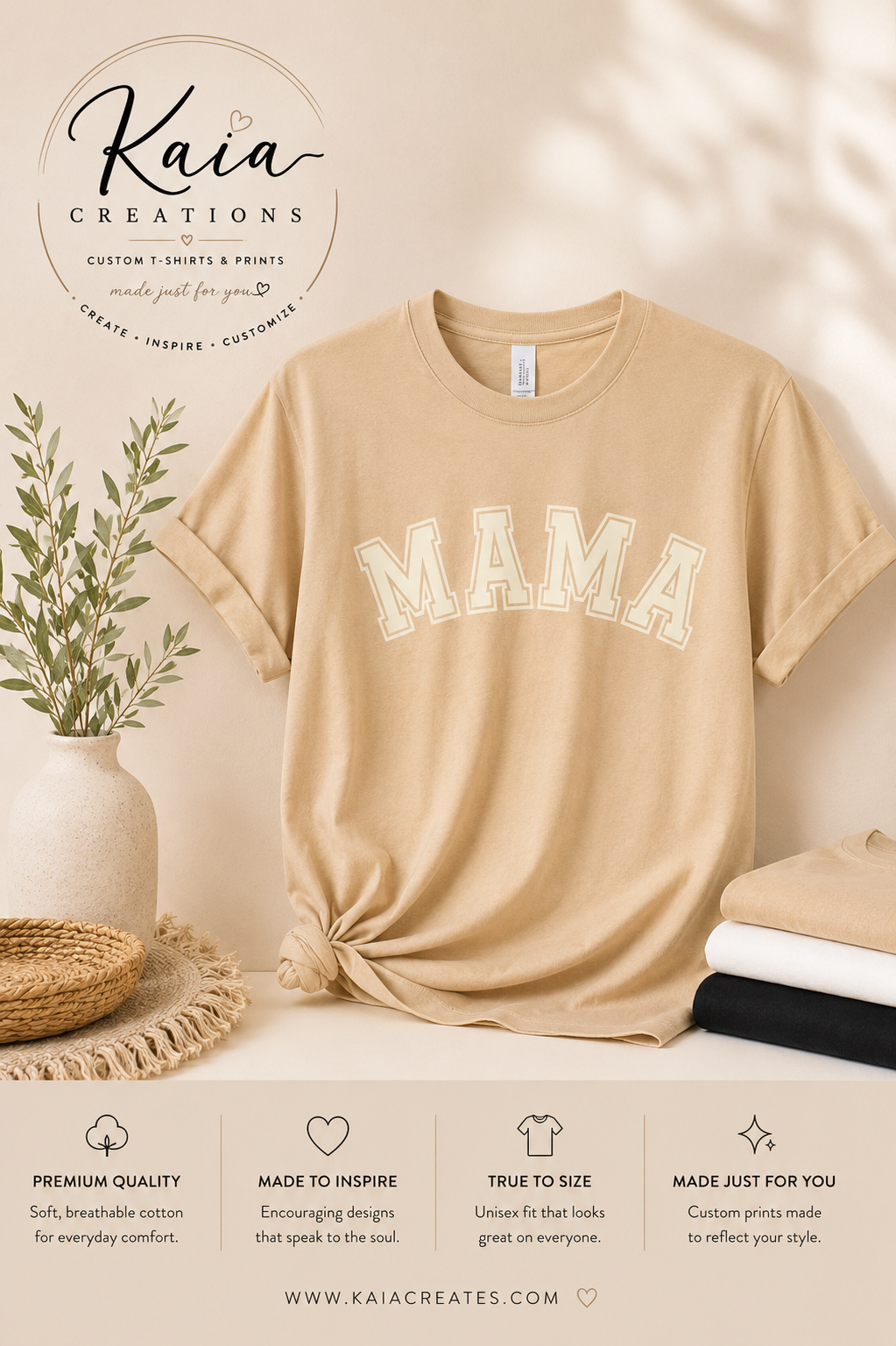 Mama Varsity T-Shirt – Neutral Collegiate Mom Graphic Tee