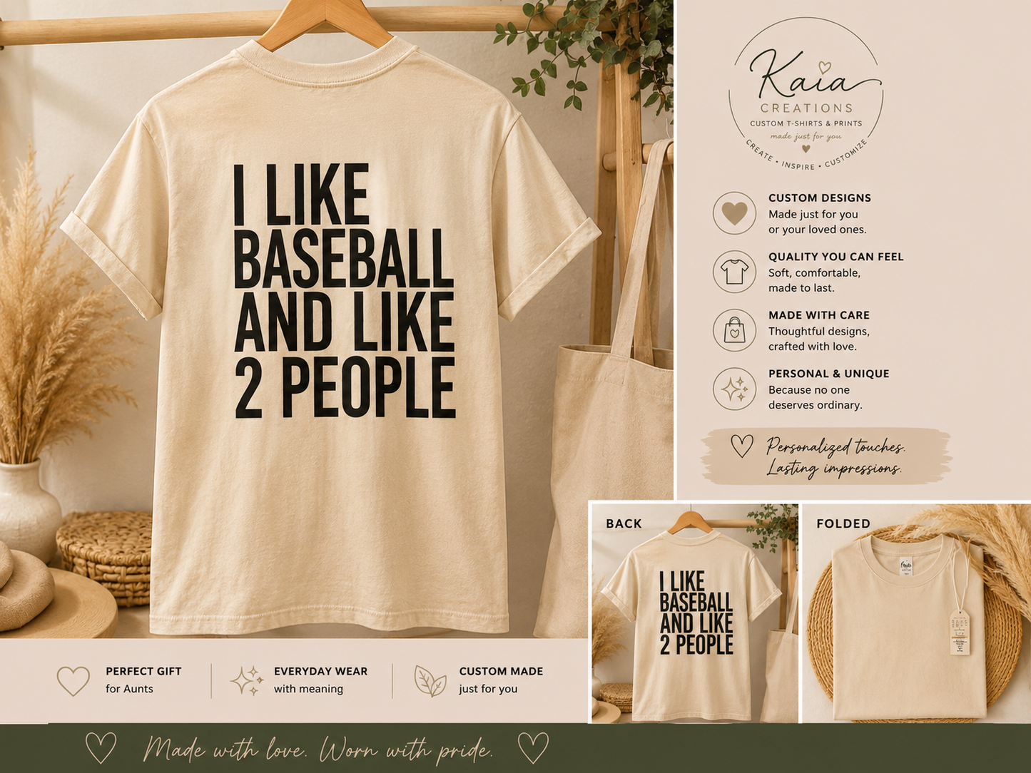 I Like Baseball and Like 2 People T-Shirt – Funny Baseball Lover Tee