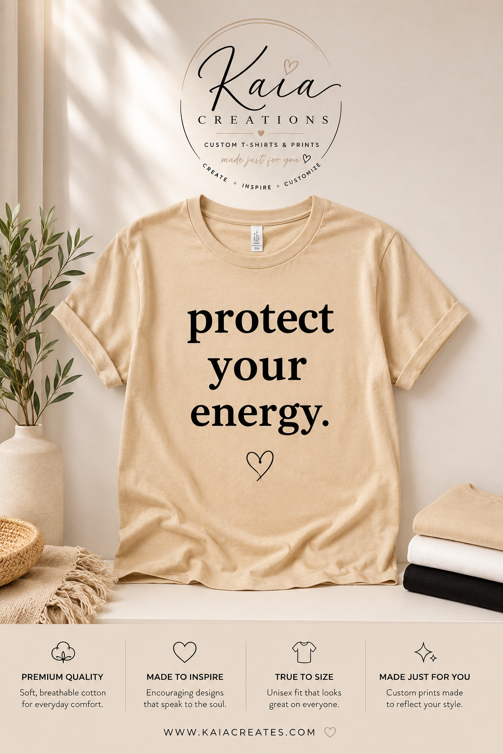 Protect Your Energy T-Shirt – Minimalist Self-Care Graphic Tee